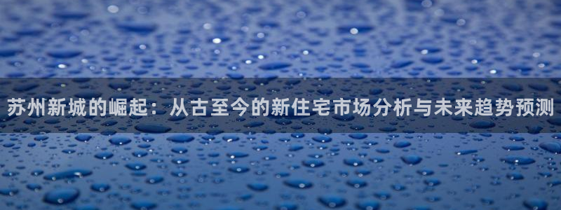 风暴娱乐图片：苏州新城的崛起：从古至今的新住宅市场分析与未来