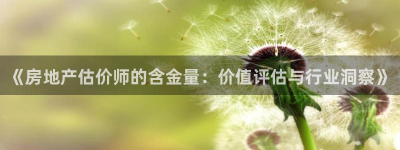风暴娱乐求333OOc：《房地产估价师的含金量：价值评估与行